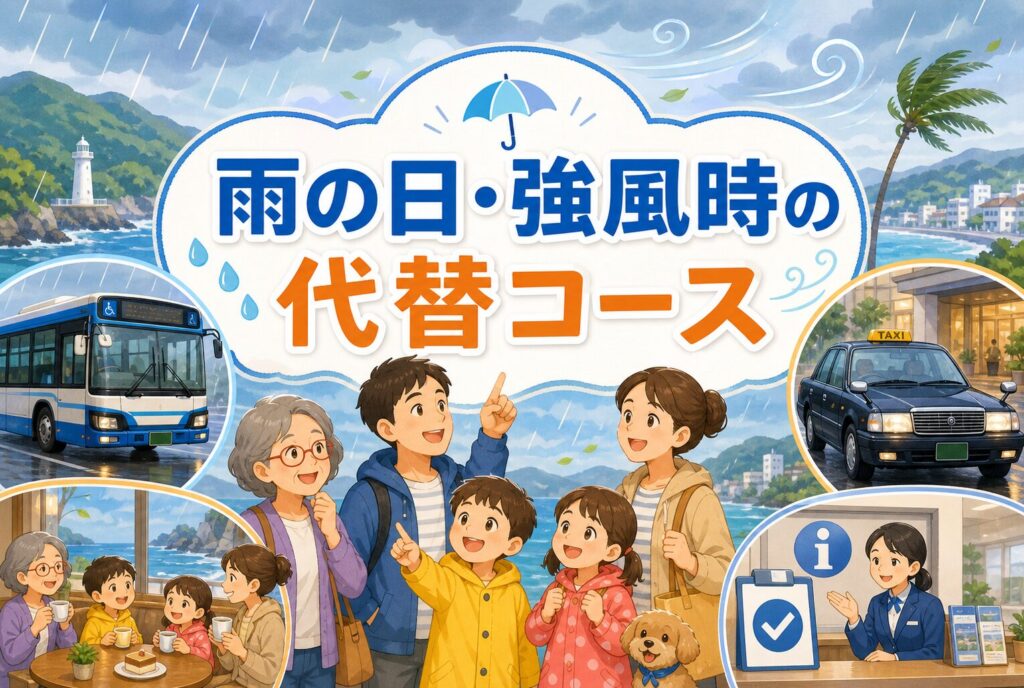 車なし伊豆旅行の雨の日・強風時の代替コース