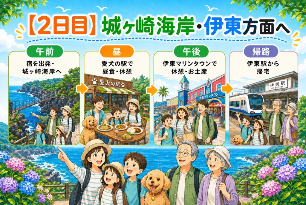 【2日目】城ヶ崎海岸・伊東方面へ移動負担を抑えて回るモデルコース