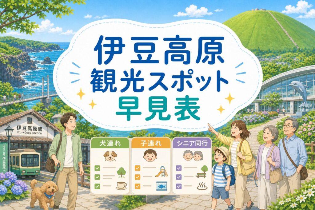 犬連れ・子連れ・シニア同行で選ぶ伊豆高原観光スポット早見表