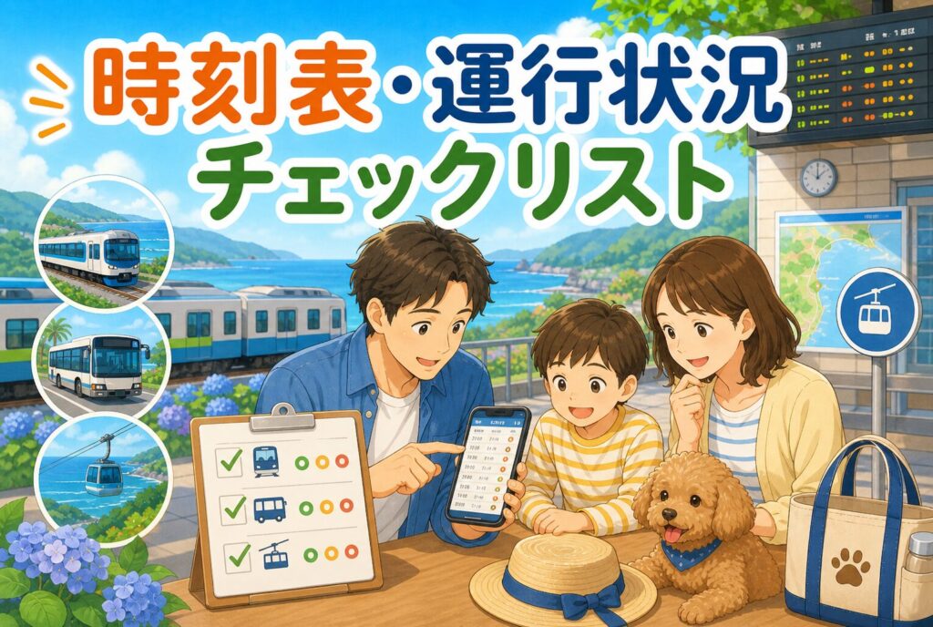 車なし伊豆旅行で出発前に確認したい時刻表・運行状況チェックリスト