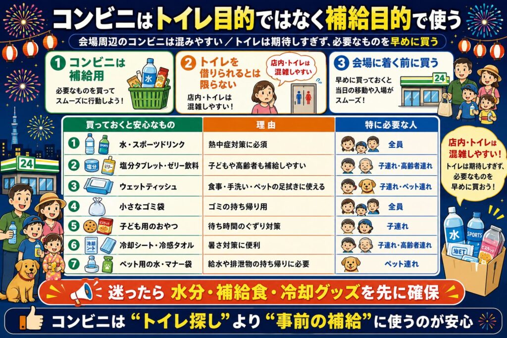コンビニはトイレ目的ではなく補給目的で使う