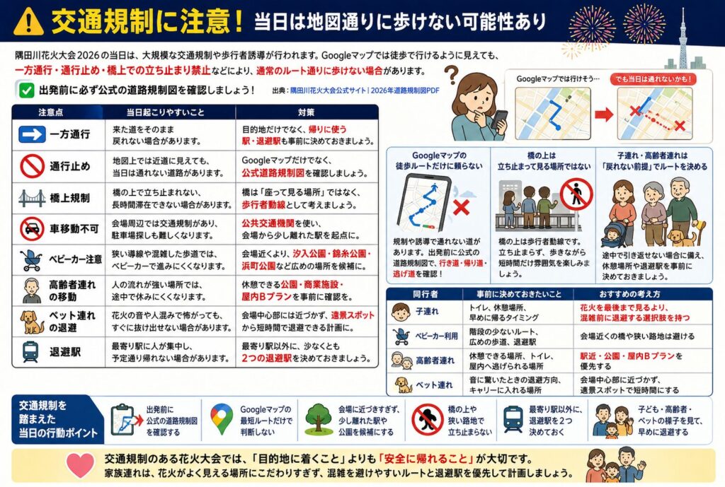 交通規制に注意!当日は地図通りに歩けない可能性あり