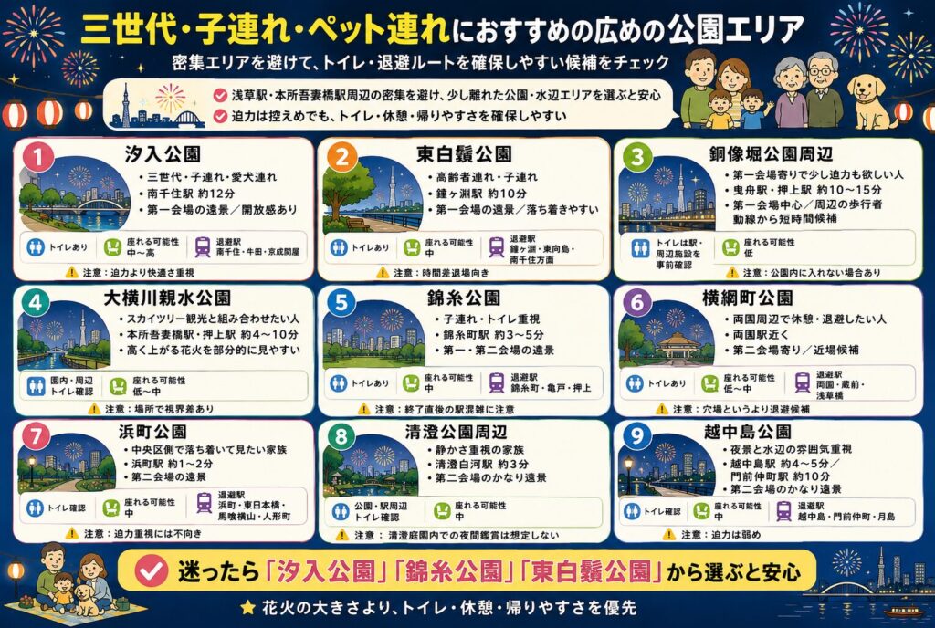 三世代・子連れ・ペット連れにおすすめの広めの公園エリア