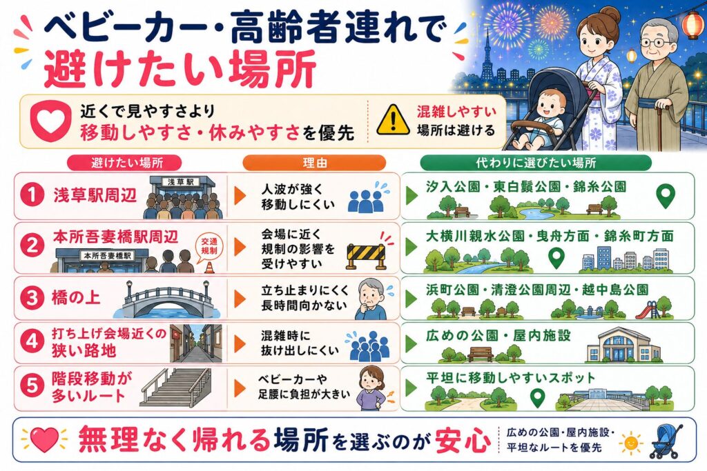 ベビーカー・高齢者連れで避けたい場所