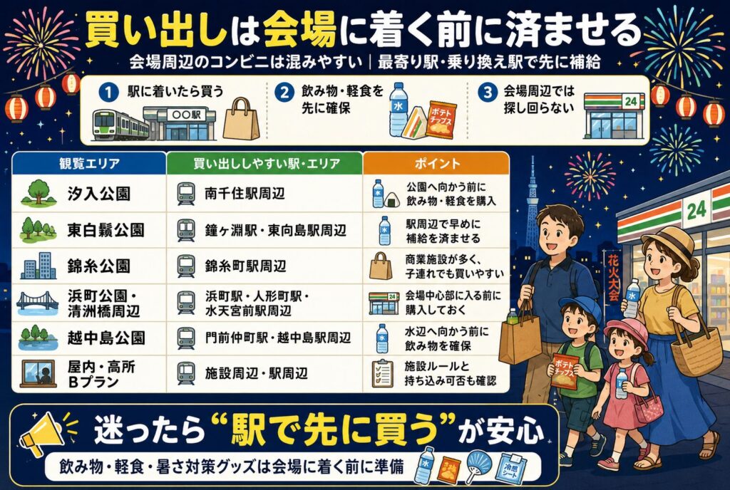 買い出しは会場に着く前に済ませる