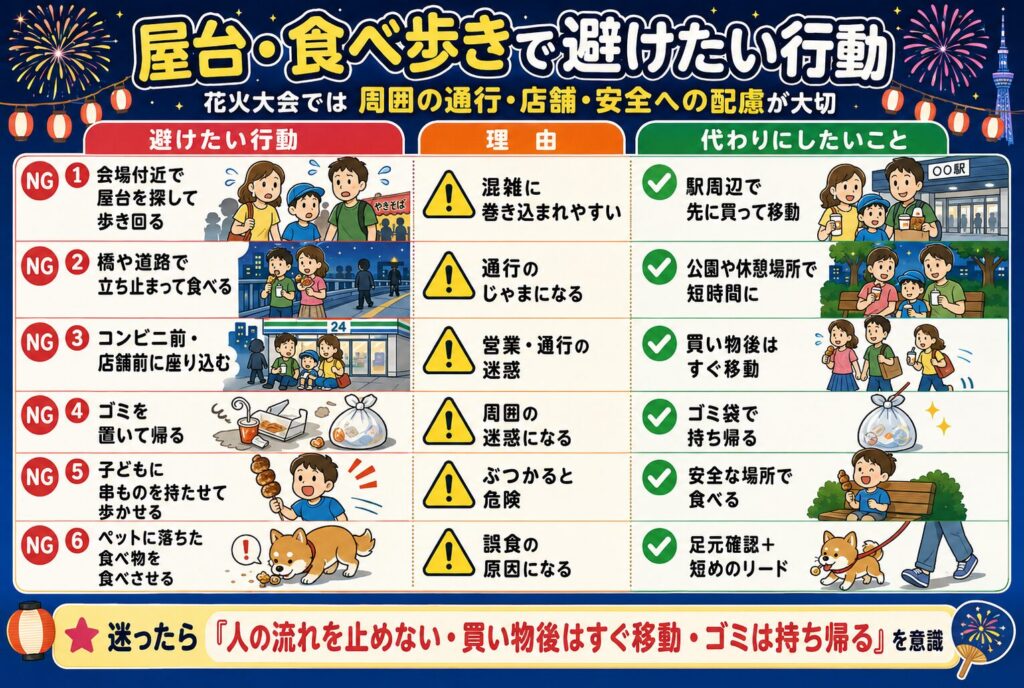 屋台・食べ歩きで避けたい行動
