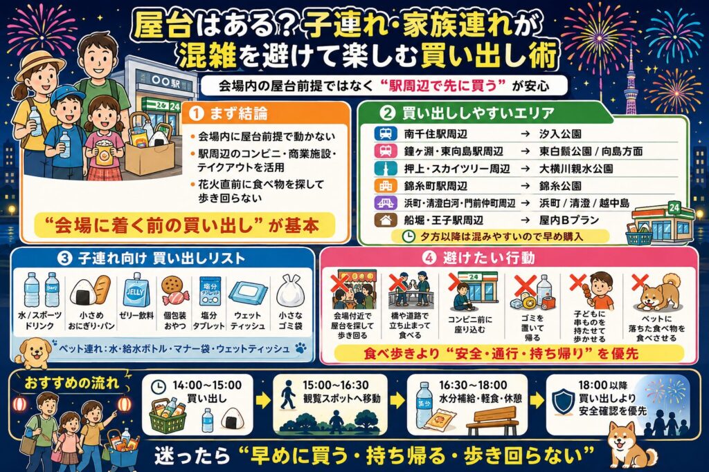 屋台はある?子連れ・家族連れが混雑を避けて楽しむ買い出し術