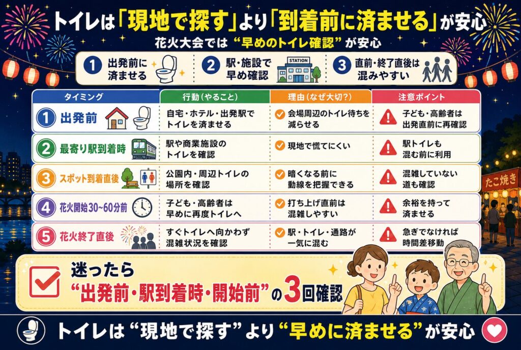 トイレは「現地で探す」より「到着前に済ませる」が安心