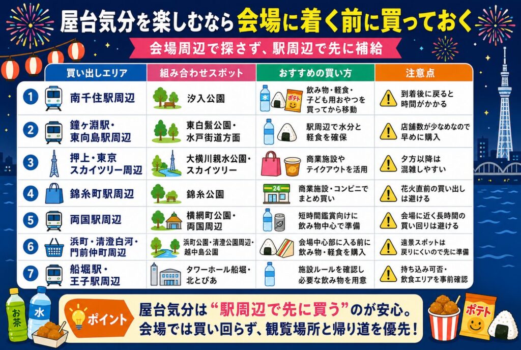 屋台気分を楽しむなら会場に着く前に買っておく