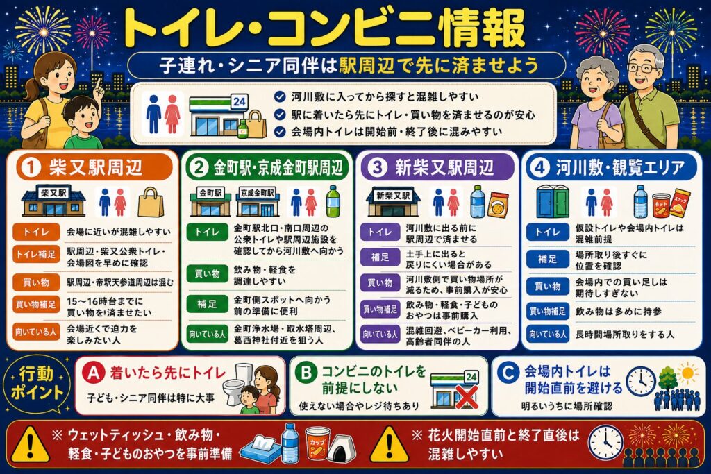 トイレ・コンビニ情報|子連れ・シニア同伴は駅周辺で先に済ませよう