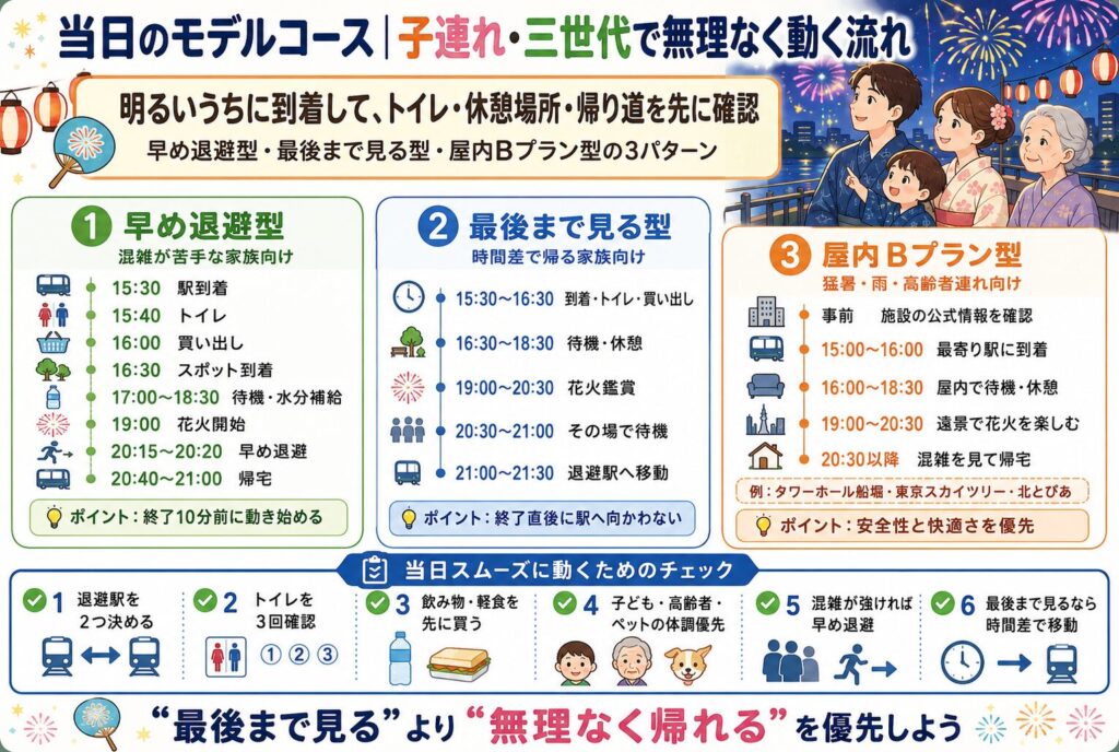 当日のモデルコース|子連れ・三世代で無理なく動く流れ